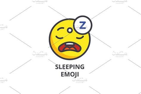 Sleeping Emoji Vector Line Icon Sign Illustration On Background
