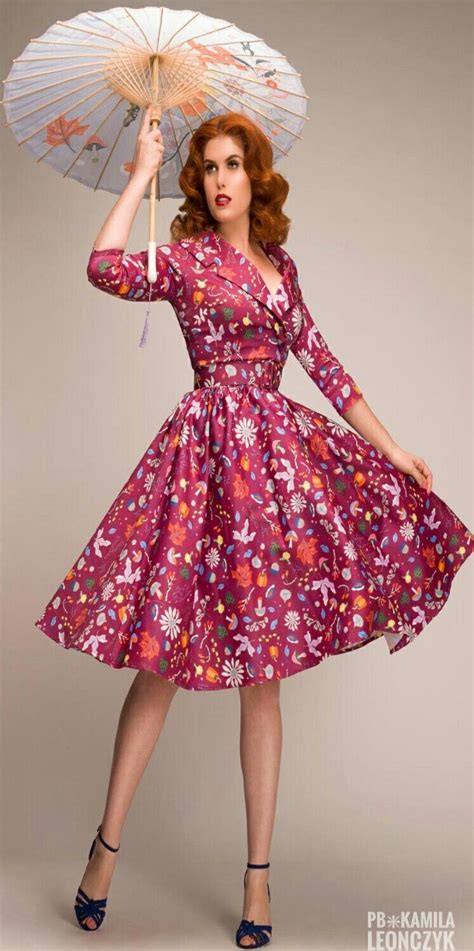 Pinup Girl Clothing Birdie Dress With Three Quarter Sleeves In Plum