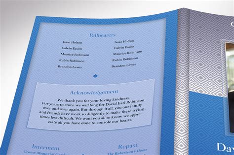 Blue Diamond Funeral Program Template Word And Publisher 4 Etsy