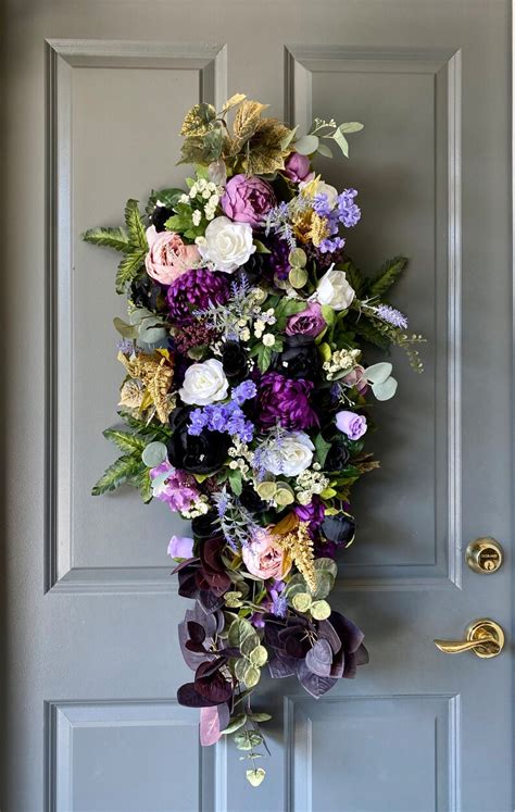 Luxury Purple Front Door Swag Floral Swags Tuscan Floral Etsy