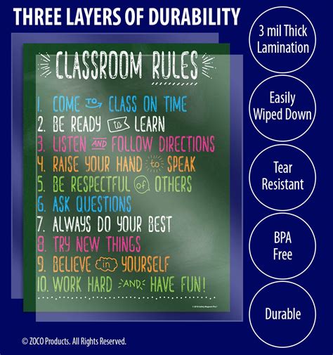 Buy Classroom Rules Poster Laminated 17 X 22 Inches Classroom Expectations For Elementary
