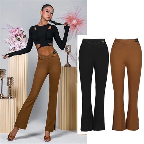 New Modern Dance Pants Womens High Waist Flared National Standard Dance Trousers Stage Costumes