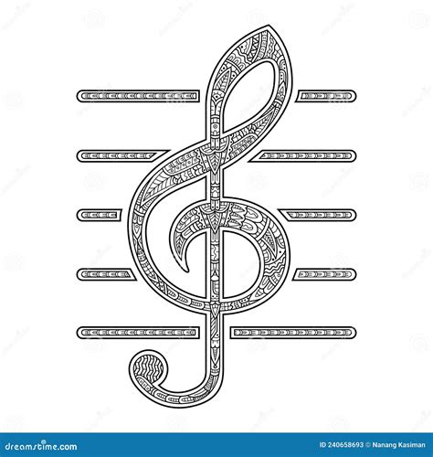 Hand Drawn Of Musical Notes In Zentangle Style Stock Vector