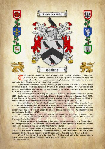 Thomas Surname History Origin And Meaning With Coat Of Arms Download