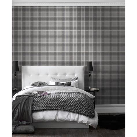Tartan Wallpaper Soft Grey Charcoal Ilw980026 Grey Check Wallpaper