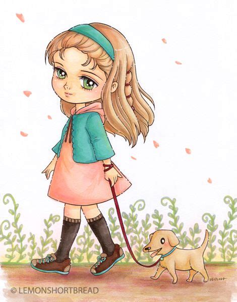 Download this free, super fun lottie doll coloring page printable. Digital Stamp Girl Walking Dog, Puppy Digi Coloring Page ...
