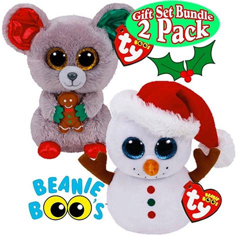 Ty Beanie Boos Scoop Snowman And Mac Mouse Holiday Christmas T