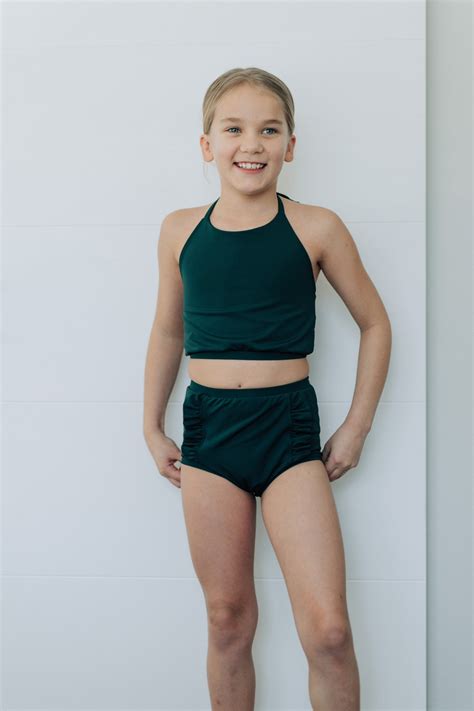 Little Girl Swimsuit L 2 Piece Swim Set L High Neck Halter Etsy