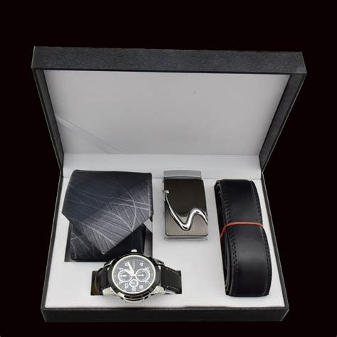 Valentines Day Men Watch T Set Quartz Wrist Watch Leather Belt Tie