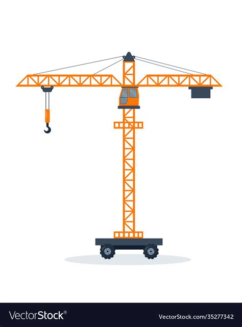 Orange Construction Tower Crane Heavy Equipment Vector Image