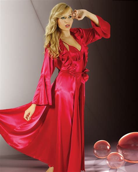 You’ll Be A Vision In Red With This Classic Nightwear Set The Satin Nightdress Features