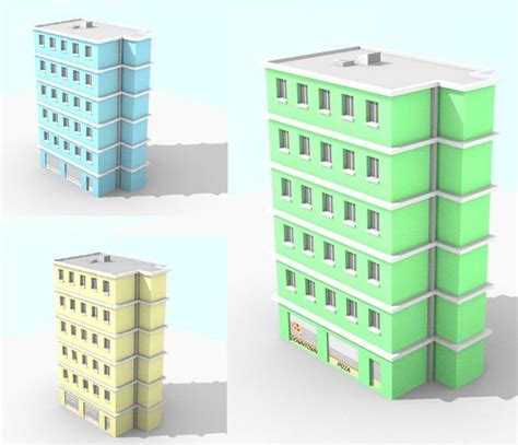Low Poly Apartment Building Free Vr Ar Low Poly 3d Model Cgtrader