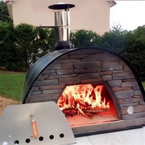 Set of four different fireplaces. Maximus Outdoor Wood-Fired Pizza Oven with Stand
