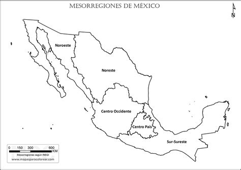 Mapa De México Político Regiones Relieve Para Colorear Imágenes