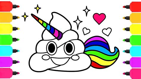Would you like to draw the mystical unicorn emoji? Pin on Poop Unicorn Emoji Coloring Pages | How to Draw Poop Emoji for Kids Learn Colors