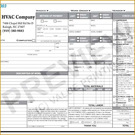 Sometimes your clients fill out work orders before you complete the service. 7 Free Hvac forms Templates | FabTemplatez