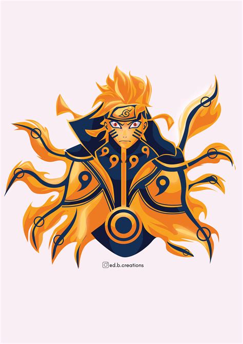 Naruto S Nine Tails Chakra Mode Illustration Naruto