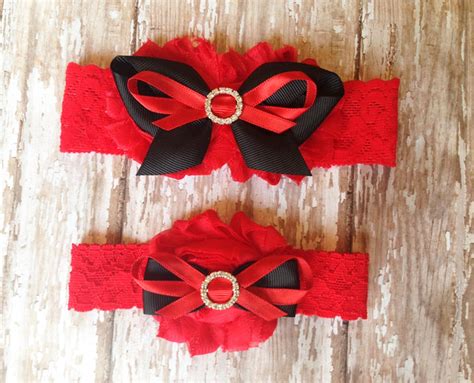 Red And Black Garter Set College Sports Team Colors Wedding Etsy