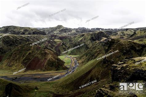 View During Day Hikes In Pakgil Near Vik Iceland Stock Photo Picture