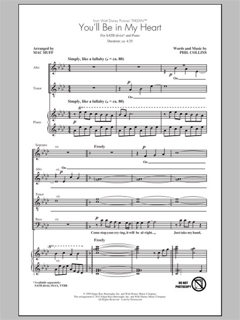 Youll Be In My Heart Sheet Music Direct