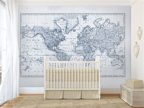 Wall Mural Vintage 1800 World Atlas Map Nursery Mural Old Map Etsy