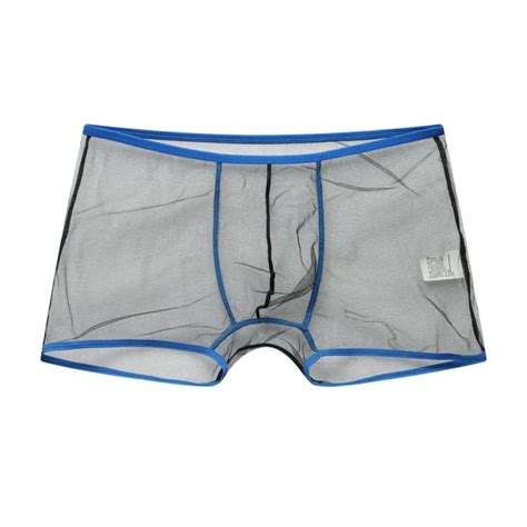 Men Mesh See Through Sheer Underwear Boxers Briefs Underpants Shorts