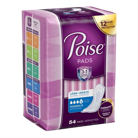 Poise Female Incontinent Pad Long Length 12.2" L 39299 Moderate 108 Ct
