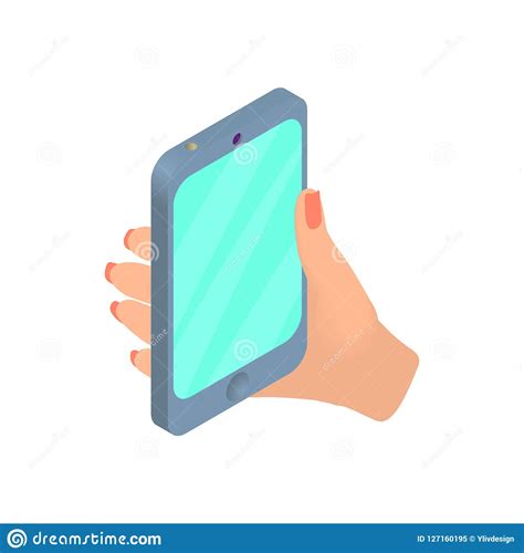 Female Hand Holding Cellular Phone Icon Stock Illustration
