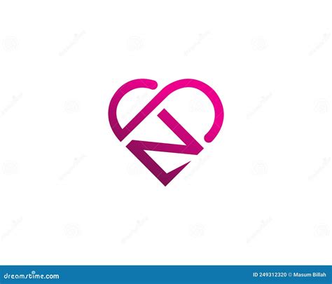 Letter Sn Ns Heart Shape Logo Design Stock Vector Illustration Of