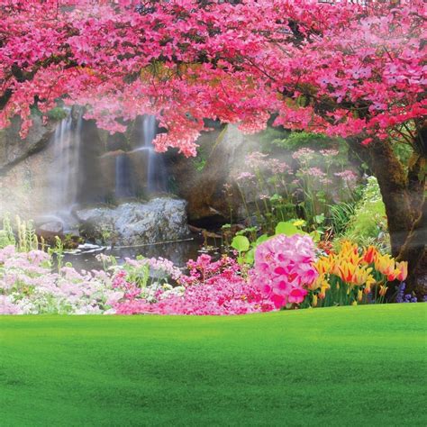 8x8ft Beautiful Spring Scenery Poly Fabric Photography Backdrop