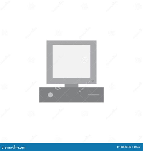 Old Computer Flat Icon Vector Design Illustration Stock Vector