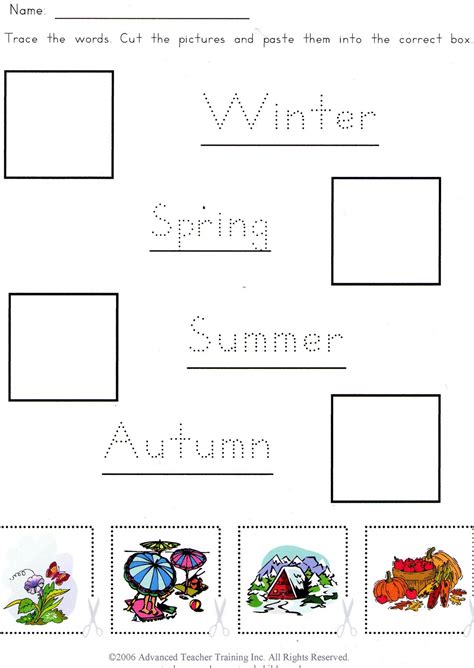 Seasons Video For Kids And Work Sheets