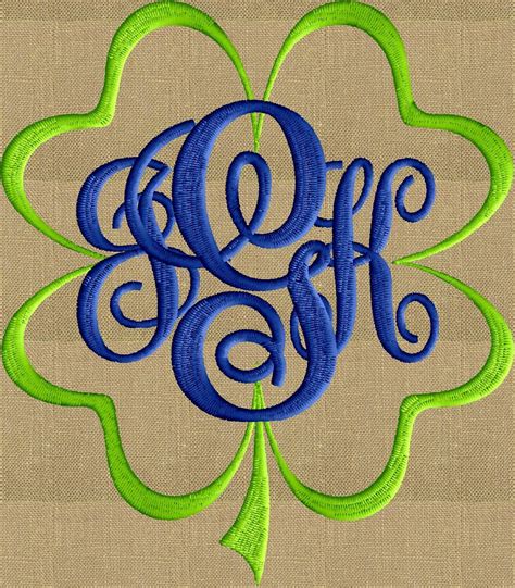 Shamrock Four Leaf Clover Font Frame Monogram Embroidery