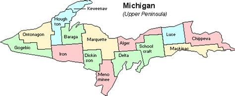 Upper Peninsula Counties Map