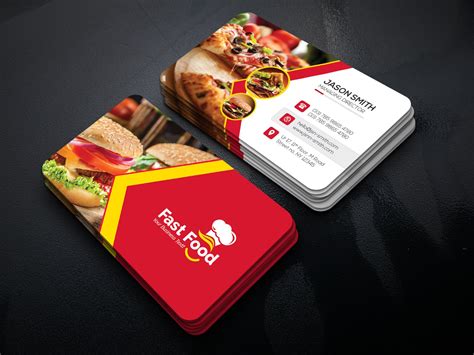 One allows the vendor to sit or stand inside and serve food through a window. Fast Food Business Card ~ Business Card Templates ~ Creative Market