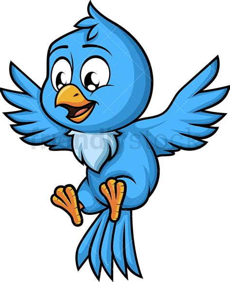 Flying Blue Bird Cartoon Vector Clipart Friendlystock