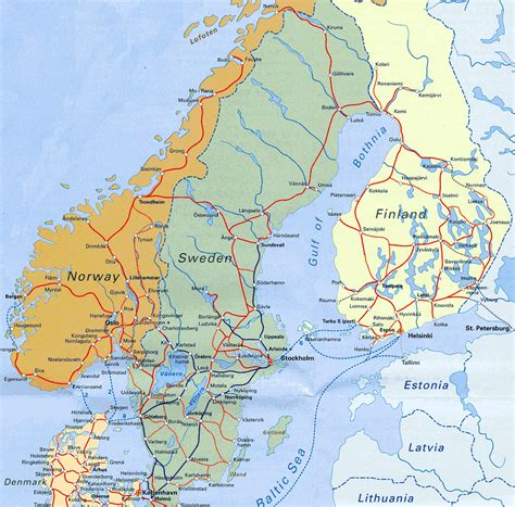 Detailed Railways Map Of Scandinavia Maps