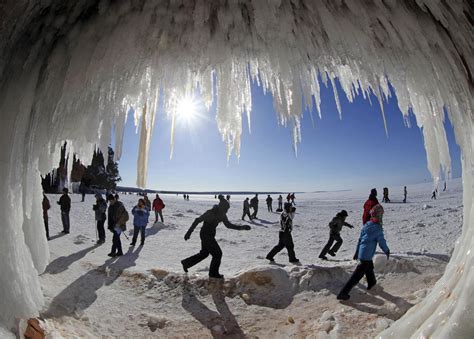 Frozen Over Lake Superior Provides Rare Access To Ice