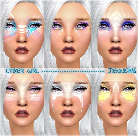 Cyber Girl Face Paint By Jennisims Sims 4 Nexus