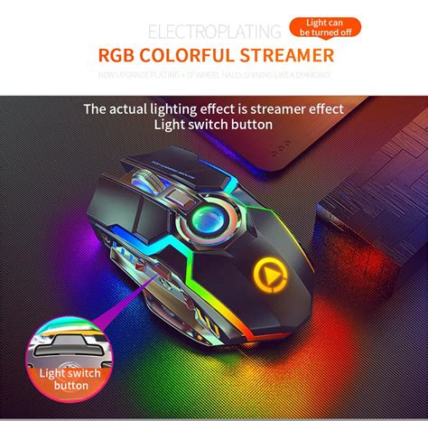 Wireless Gaming Mouse Rechargeable Gaming Mouse Silent Ergonomic 7 Keys