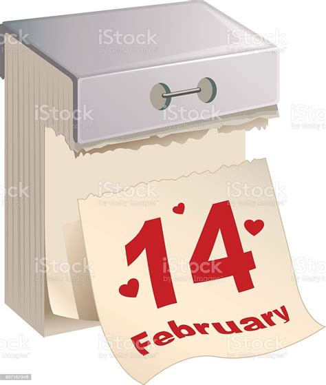 February 14 Valentines Day Tearoff Calendar Stock Illustration