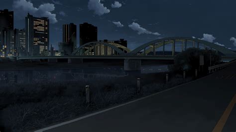 Anime Bridge City Night Landscape 1080p Wallpaper Hdwallpaper