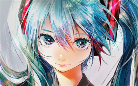 Download Wallpapers 4k Miku Hatsune Girl With Blue Hair Vocaloid