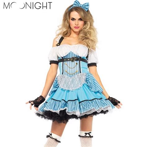 Moonight Alice In Wonderland Costume Sexy Blue Maid Costume Adult Fancy