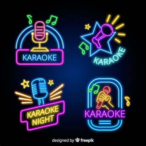 Collection Of Karaoke Neon Lights Free Vector