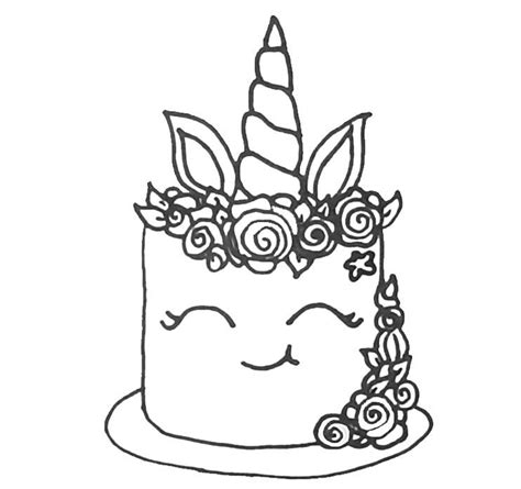 Unicorn Cake Coloring Pages For Adults - Free Printable Coloring Pages