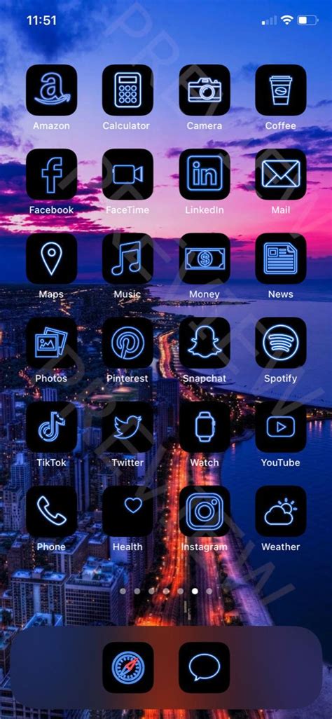 Neon Blue App Icons Ios 14