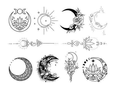 Moon Temporary Tattoo Multipack Set Of Wildflower Etsy Australia