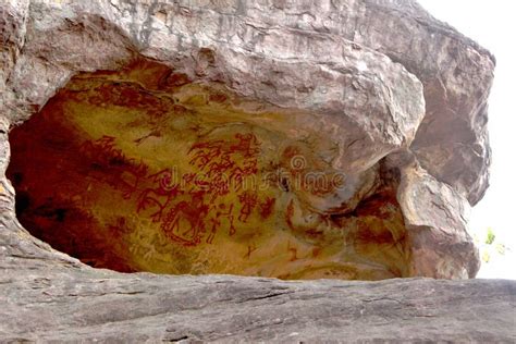 Prehistoric Cave Painting In Bhimbetka India Stock Photo Image Of