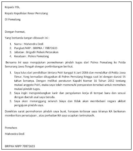 Contoh Surat Permohonan Pindah Kerja Pns Antar Provinsi Bali IMAGESEE